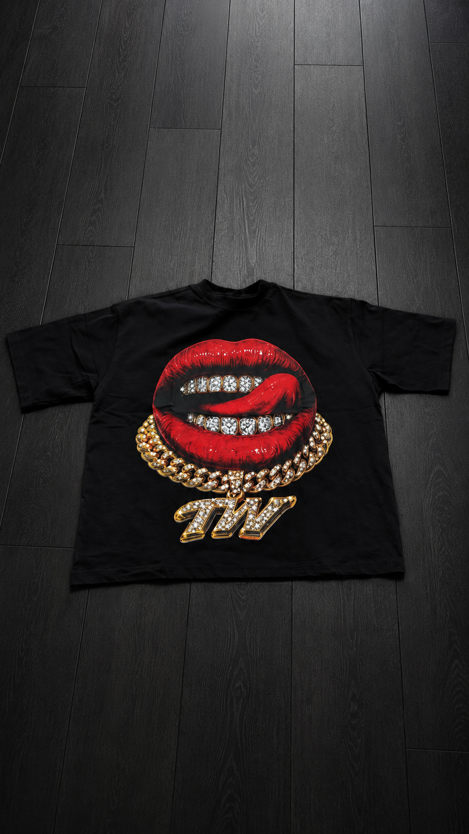 T-shirt Diamond kiss nera