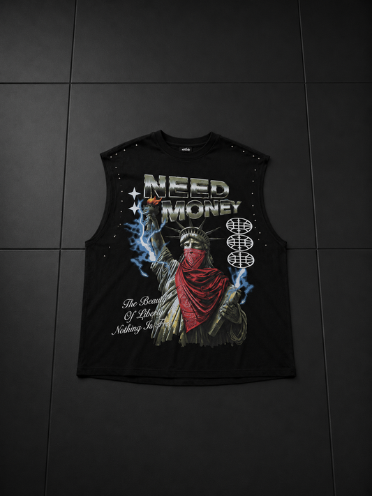 T-shirt smanicato NEED MONEY