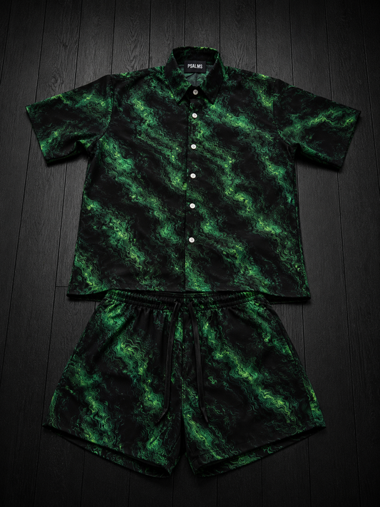 coordinato camicia e costume verde